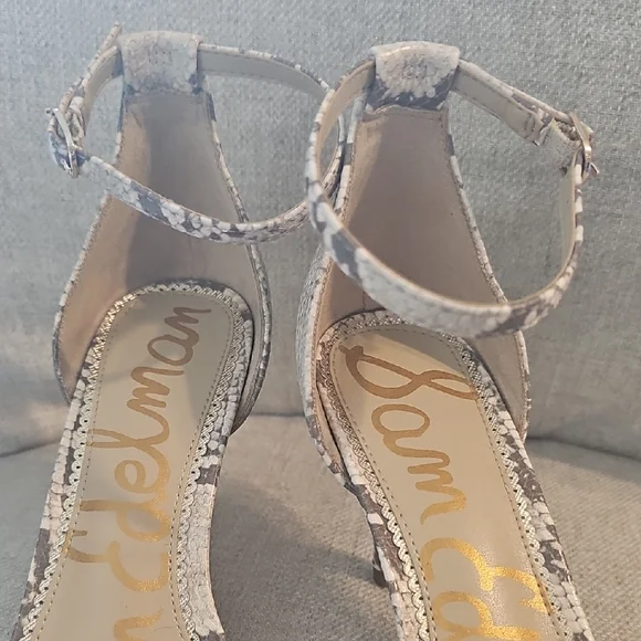 Sam Edelman Snakeskin Patterned  Ankle Strap Heels EUC - Picture 3 of 9